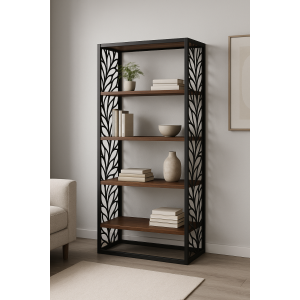 Βιβλιοθήκη "Leaf Rise" | Βιβλιοθήκη με Φυλλοειδή Πλαϊνά Laser Cut