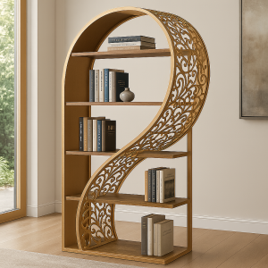 Bibliothèque Arco | Κυματιστή Βιβλιοθήκη Με Μεταλλική Τέχνη