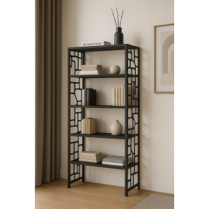 Βιβλιοθήκη "Grid Harmony" | Μοντέρνα Βιβλιοθήκη με Laser-Cut Γεωμετρικά Πλαϊνά